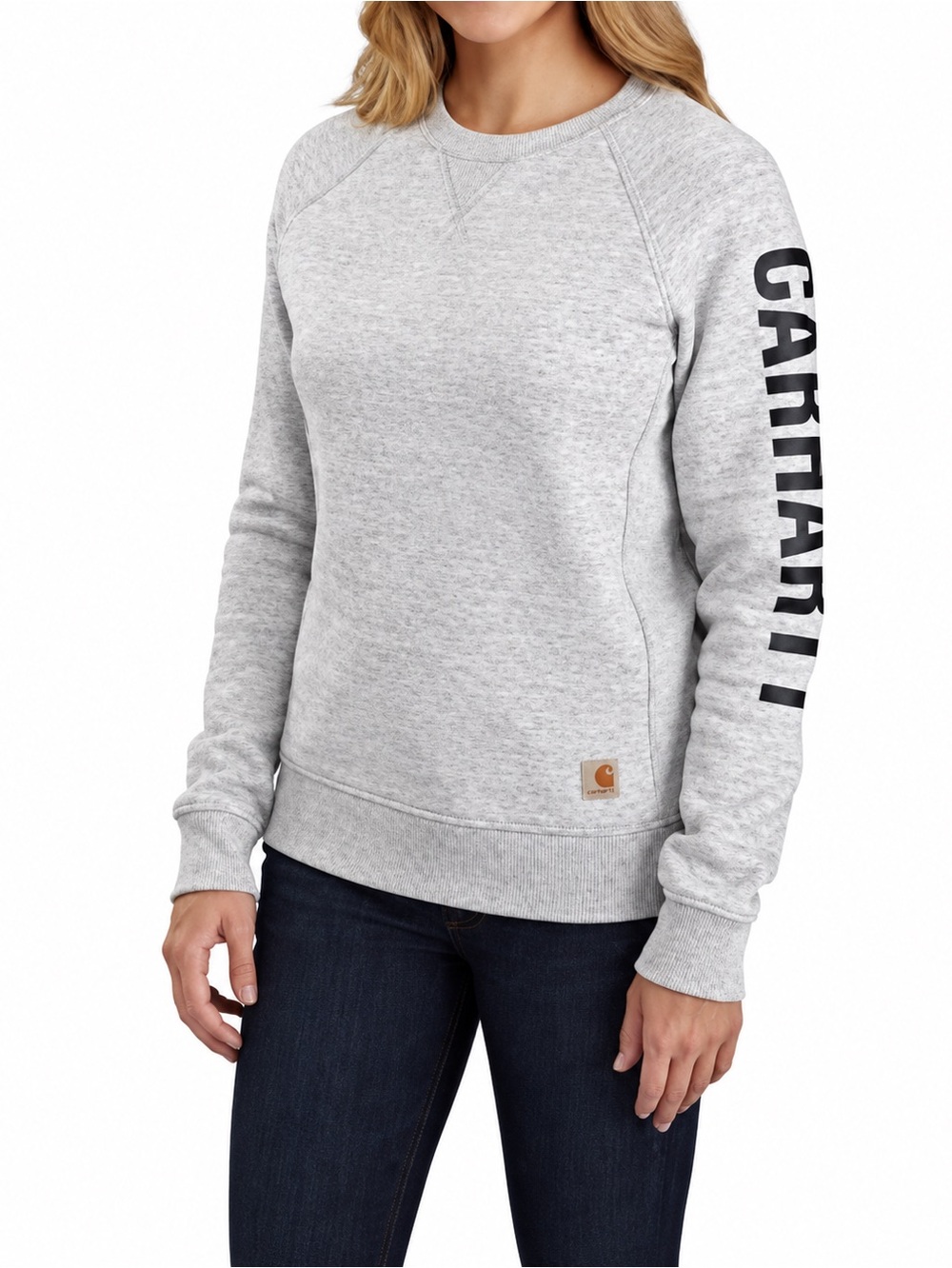 Carhartt heathered grey logo sweatshirt women's size M 55% cotton relaxed fit
